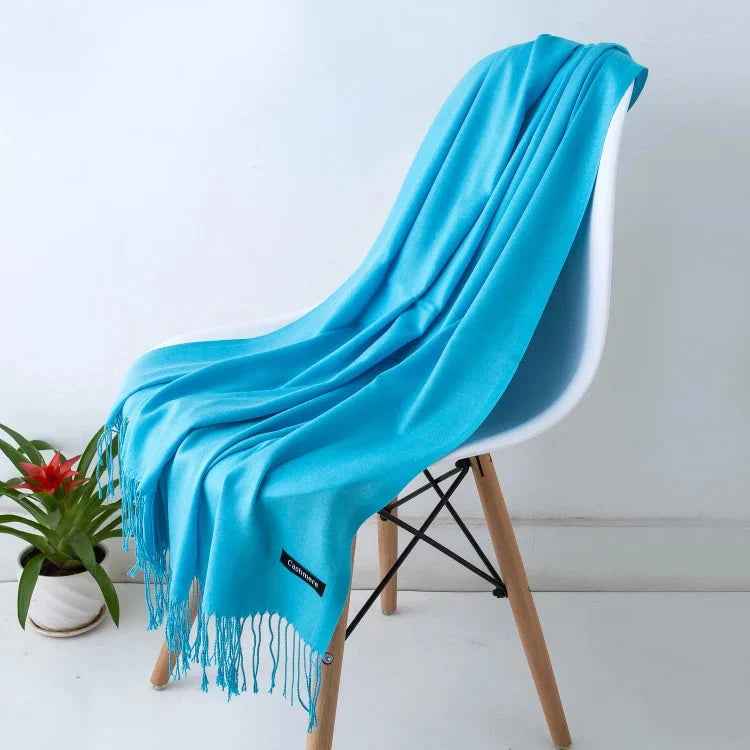 2022 fashion Tassels women scarf shawls and Wraps lady Designer solid female hijab stoles long pashmina foulard head scarves Econic Blanks